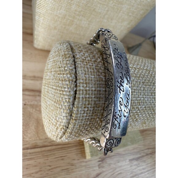 Brighton Silver-Tone Bracelet With Engraved "Live The Life You Love" Design & Sw - Picture 4 of 10